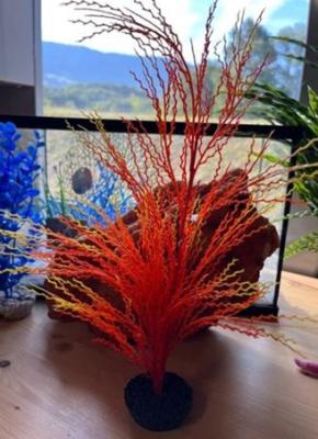 Décoration aquarium plante orange/jaune