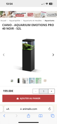 Aquarium Ciano noir 52L + meuble