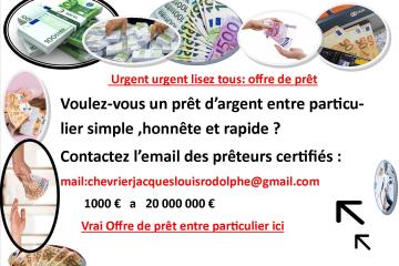 Sans frais offre de prêt entre particulier ;