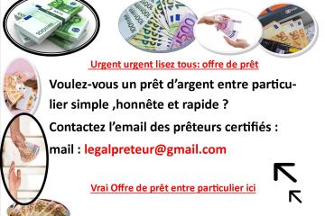 OFFRE DE PRÊT ENTRE PARTICULIER  très très rapide en France et