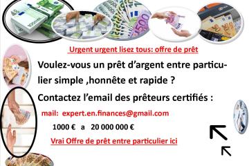 Suisse : Offre de prêt entre particuliers fr.ch.be@gmail.com