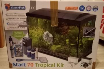Aquarium 70L avec pompe, lumière, chauffage